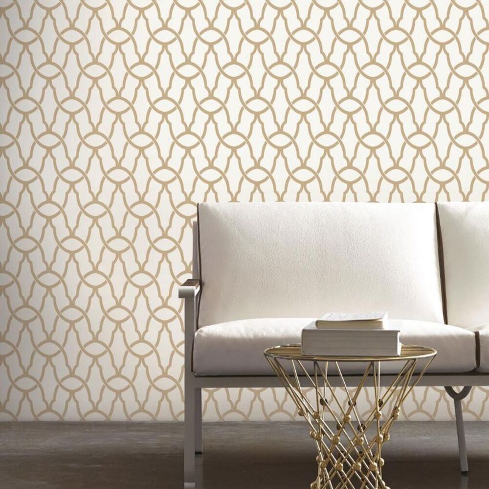 RoomMates -  Trellis Peel & Stick Wallpaper Gold Gold